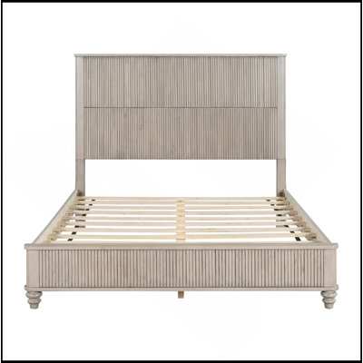 Solid Wood Bed Frame,Platform Bed Frame With Headboard,Tall Headboard Natural Wood Bed ,No Box Spring Needed