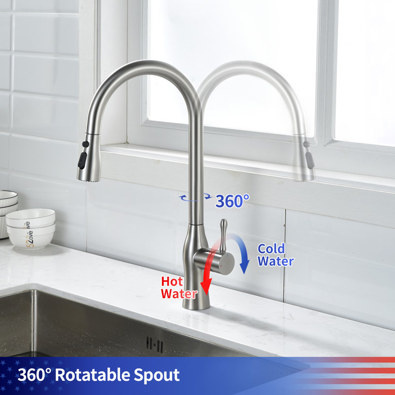 Rainlex Pull Down Kitchen Faucet, Brushed Nickel