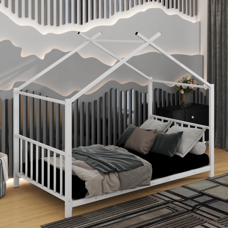 Lit plateforme simple en métal, Blanc
