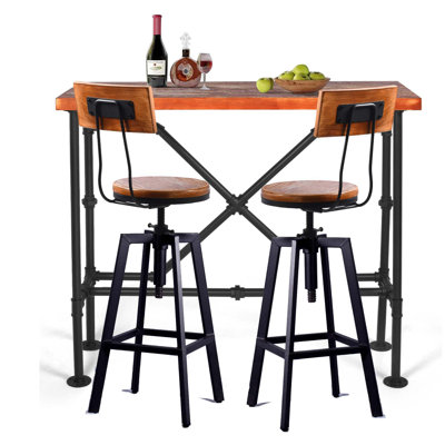 3-piece Table & Chairs Set For Home Office Cafe Pub Bar Party Bistro, Rectangular Dining Table For 2-4 in , 2 -  Williston Forge, CFAD2F0F3051492F898E543960BD4509