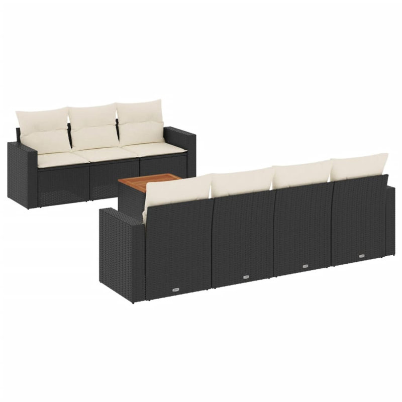 Ensemble de canapé de jardin Vidaxl noir, blanc crème