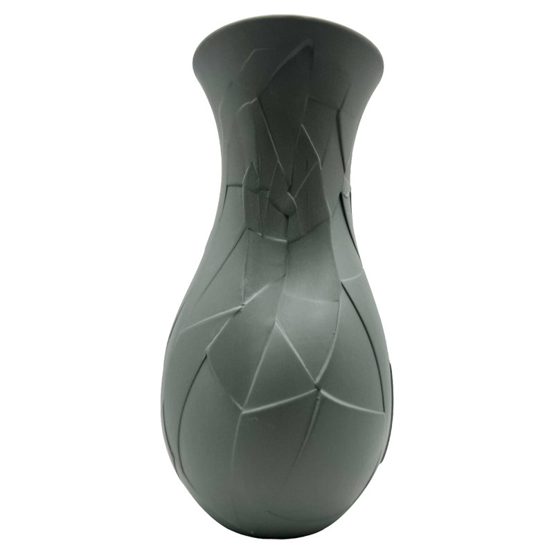 Vase en céramique craquelé abstrait fait à la main Daileen, Gris