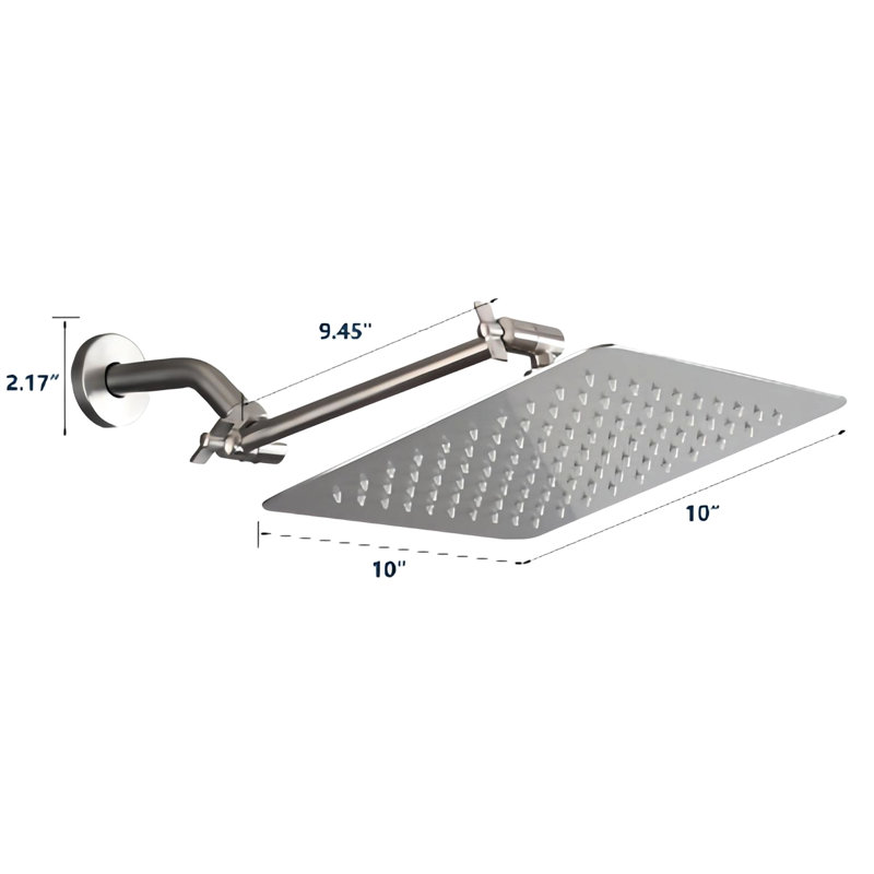 10" Square Shower Head With Stainless Steel Material - Finish Body, Brushed Nickel