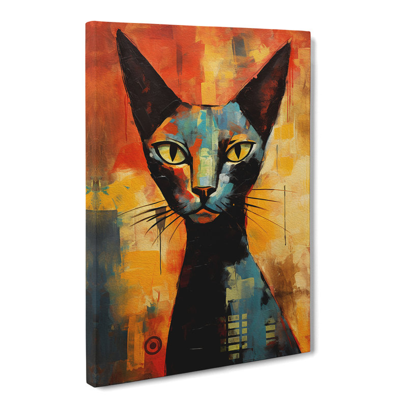Egyptian Cat Gestural - Wrapped Canvas, 76cm H x 50cm W x 3cm D