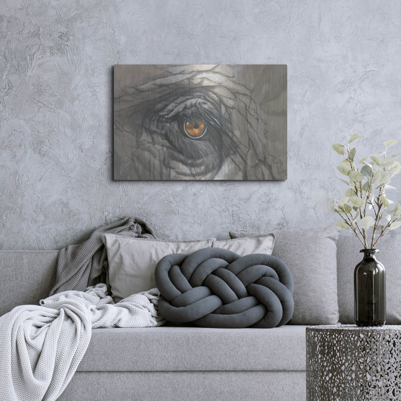 «EyeCatching Elephant» par Barbara Keith sur métal, H 24 po x l 36 po