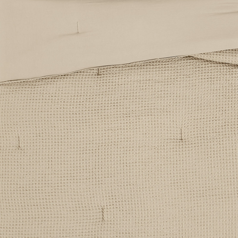 Ensemble d'édredon texturé gaufré, Beige, Édredon pour lit simple + 1 taie décorative stan