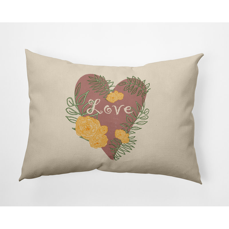 Coussin décoratif floral intérieur / extérieur en polyester, H 14 po x l 20 po, Rectangulaire