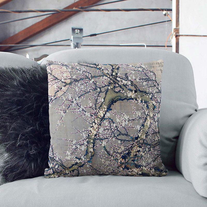 Floral Square Throw Cushion, Stone, 40cm H x 40cm W x 15cm D