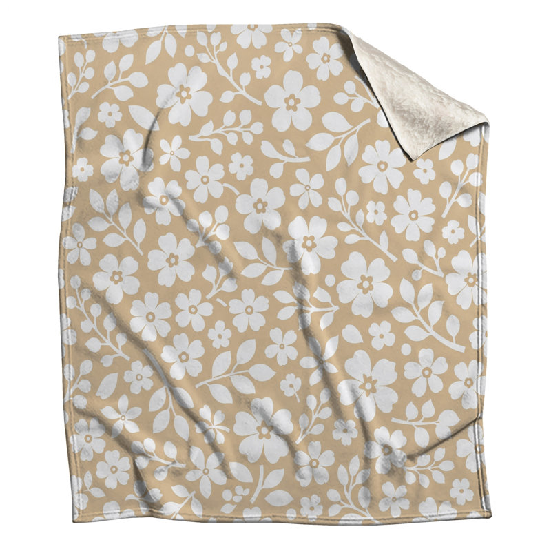 Couvertures blanches à motif floral, L 50 po x H 60 po
