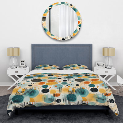 Yellow And Green Geometric Pattern I Box Stitch Geometric Shapes Duvet Cover