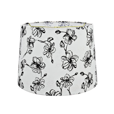 Abat-jour empire en lin blanc / noir H 10 "x l 10,25"