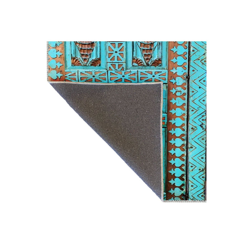 Tapis décoratif lavable turquoise, Sous-tapis rectangulaire 3 pi 11 po x 5 pi 11 po i