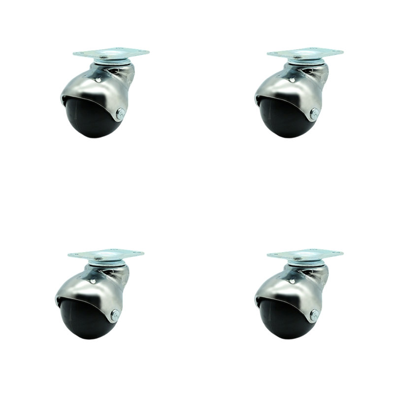 Ensemble de 4 roulettes de service 2 roulettes 2 pouces, Chrome brillant