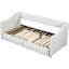 Lit de jour rembourré extensible, très grand lit simple, beige, rembourré de mousse, deux tiroirs, confort optimal pour le dos et les accoudoirs, sans sommier à ressorts, rembourrage en mousse