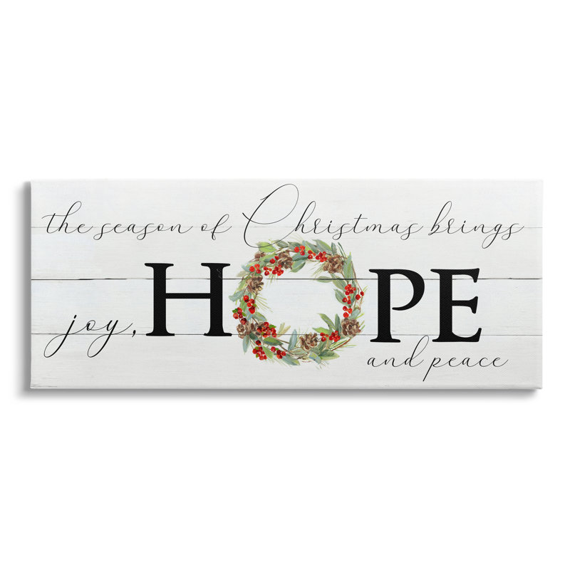 Joy Joy And Peace, couronne de Noël sur toile, impression, H 20 po x l 48 po x P 1,5 po