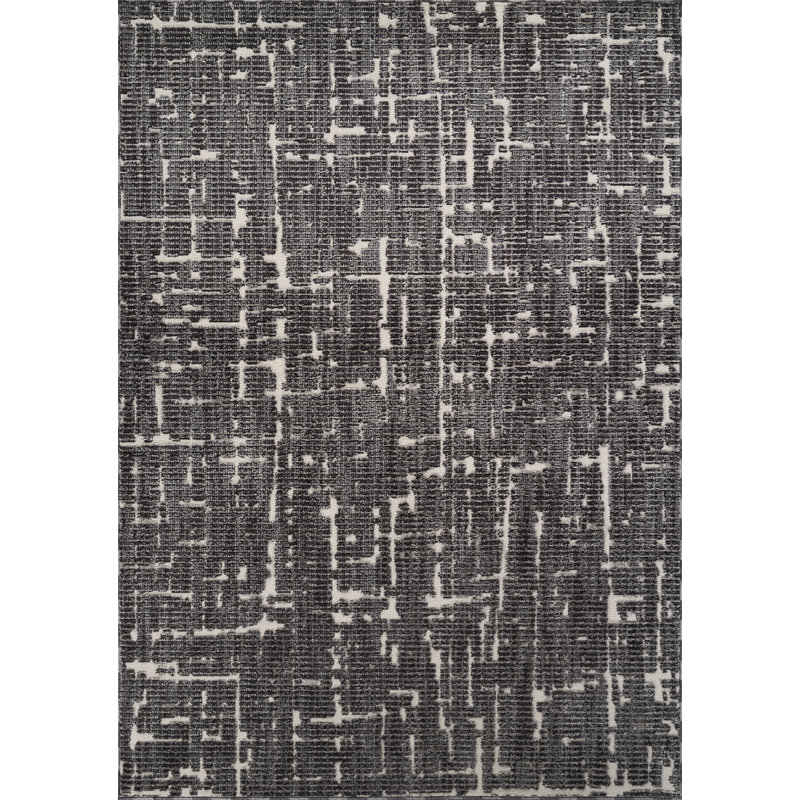 Abani Rugs BUR100A Delastre Modern Abstract Black Ivory Area Rug, Rectangle 4' x 6'