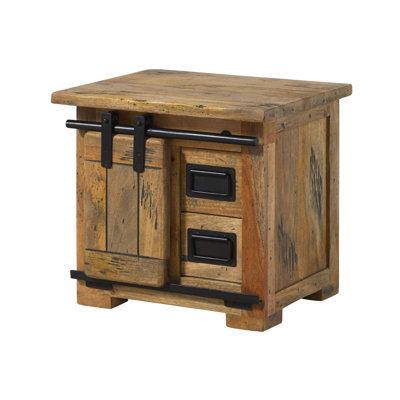 Railway 50cm W Solid Wood Bedside Table