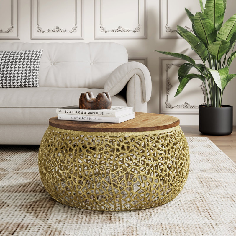 Aluminum Coffee Table With Wooden Top