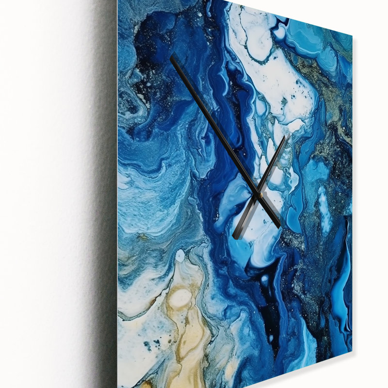 Horloge murale abstraite bleu gris et gris Elixir II, Petit