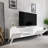 Modern White TV Stand with Shelves, 59.1 x 16.4 x 11.6 inches | 100% Melamine Coated Particle Board for Durability | Scandinavian Design, Additional Storage for Living Room & Entertainment Center