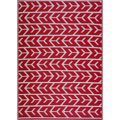 Tapis de sol réversible intérieur / extérieur 100% plastique recyclé Corrigan Studio® - résistant aux intempéries, à l'eau, aux taches, à la décoloration et aux rayons UV - Amsterdam - rouge et blanc