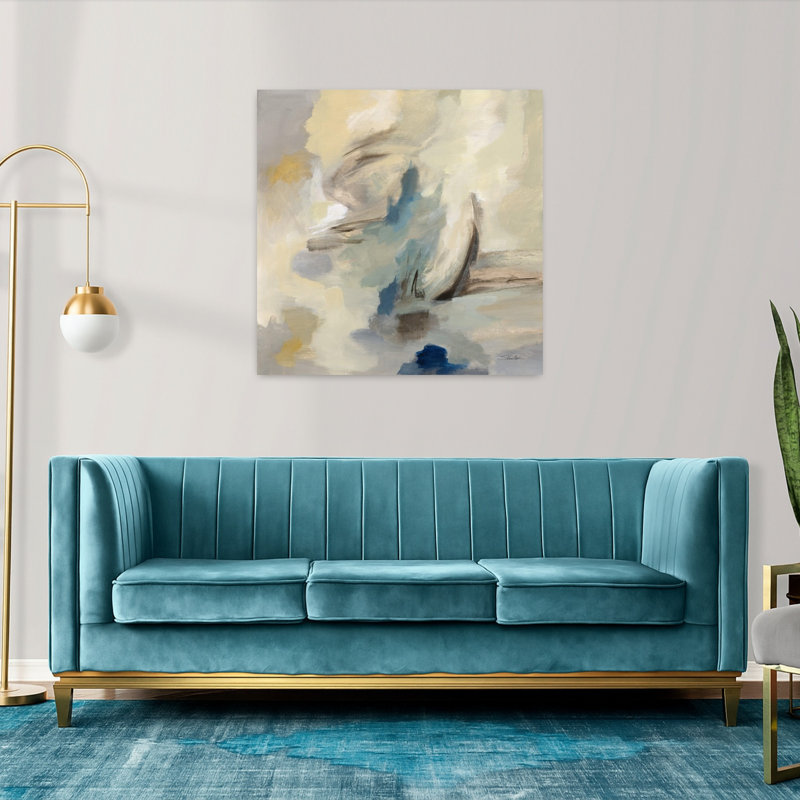 Voile côtière matinale avec art abstrait bleu, H 36 po x l 36 po