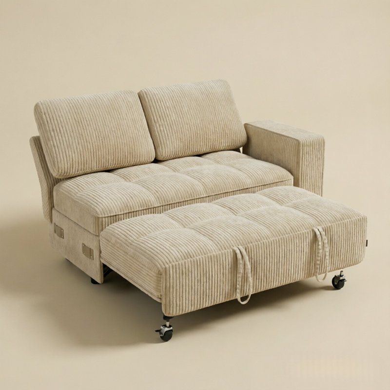 Canapé-lit inclinable rembourré 94,4 po Mellissa, Grey Chenille