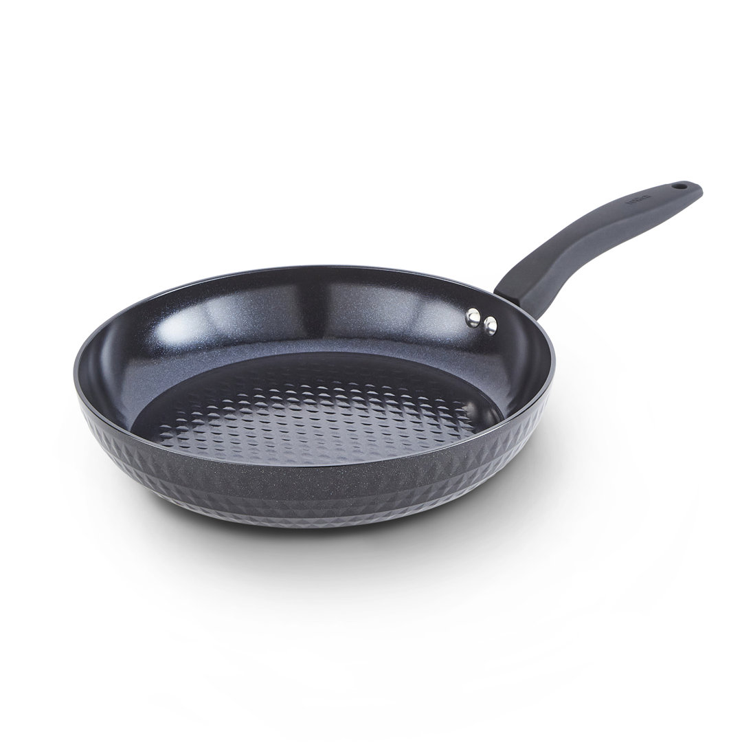 Tower Diamo 24cm - 30cm Frying Pan with Black Diamond Ceramic Non-Stick Coating & Softtex Handle, Aluminium, Black