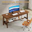Bureau d'écriture pour ordinateur à base en bois massif de 63 po de longueur, bureau double pour 2 personnes
