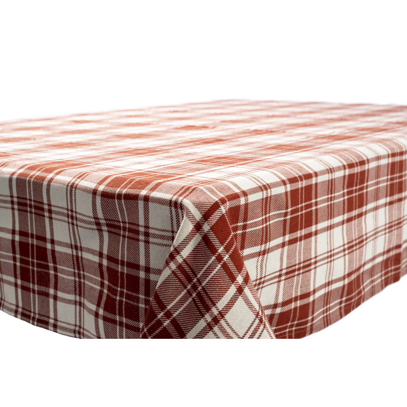 Catania Red and White Plaid Cotton Round Tablecloth