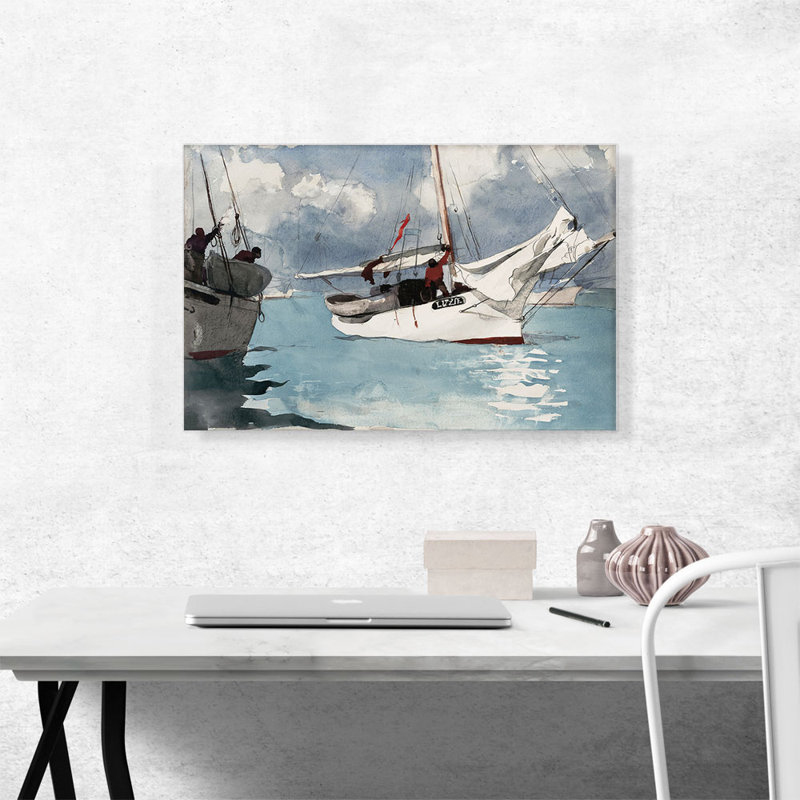 «Fishing Boat Key West 1903» par Winslow Homer, reproduction d'art sur toile tendue, H 18 po x l 26 po x P 1,5 po