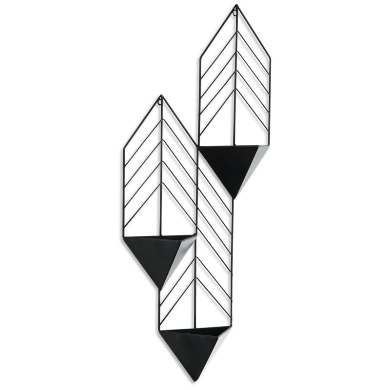 Black Metal Contemporary Indoor/Outdoor Wall Planter