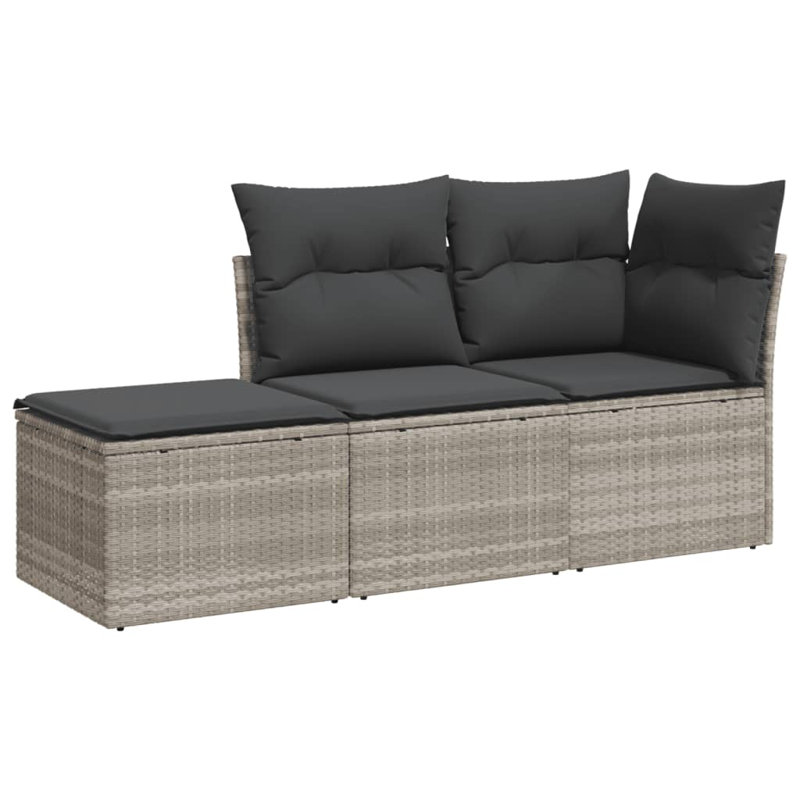  Ensemble de canapé de jardin PE rotin gris clair, acier thermolaqué petit