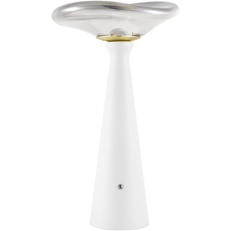 Iron Table Lamp with Glass Shade, White, Charcoal