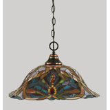 Luminaire suspendu à chaîne avec verre d'art kaléidoscope 19 po
