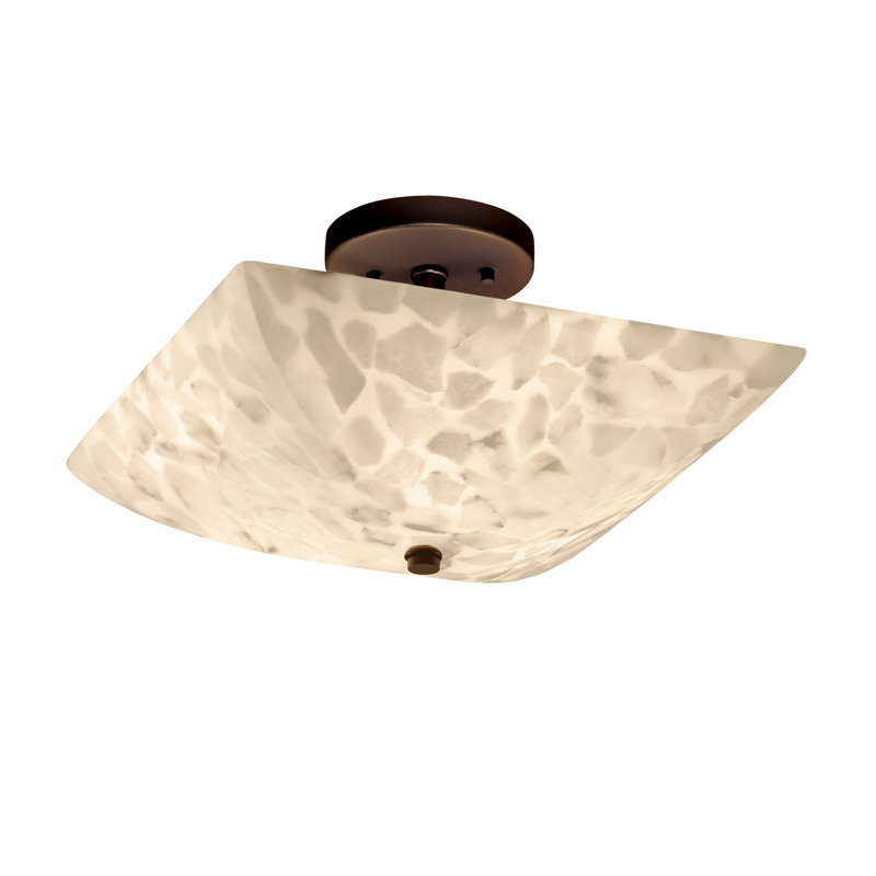 Plafonnier encastré carré 14 po 2 lumières unique Asae, Nickel brossé