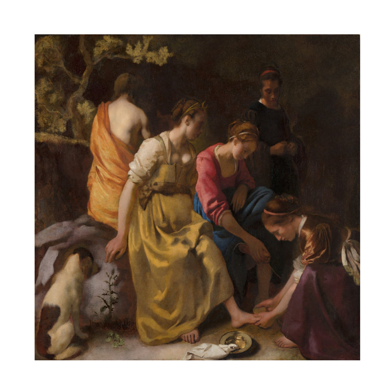 Jan Vermeer Diana et ses compagnons, C.1655-56, art sur toile, H 24 po x l 24 po
