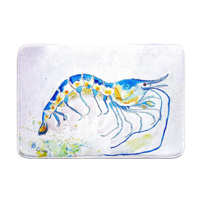 Tapis de bain bleu à crevettes