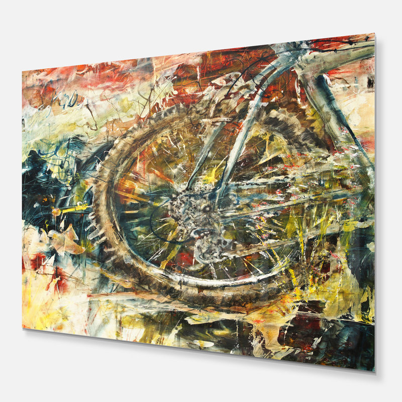 Vélo de montagne par Designart - impression d'art graphique, H 30 po x l 40 po x P 1 po, Sans cadre en métal