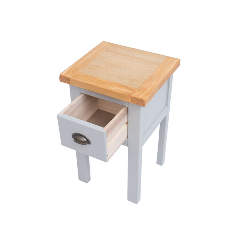 Hindsville 35cm W Plywood / Laminate Board Bedside Table, Grey/Oak/Matte Black