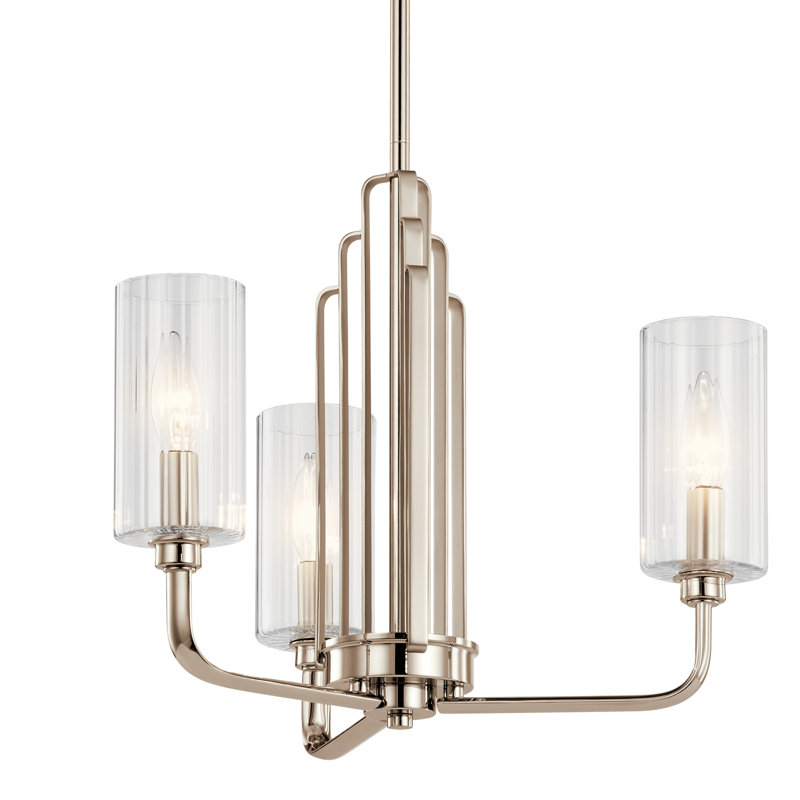 Kimrose 3 - Light Wagon Wheel Chandelier, Polished Nickel