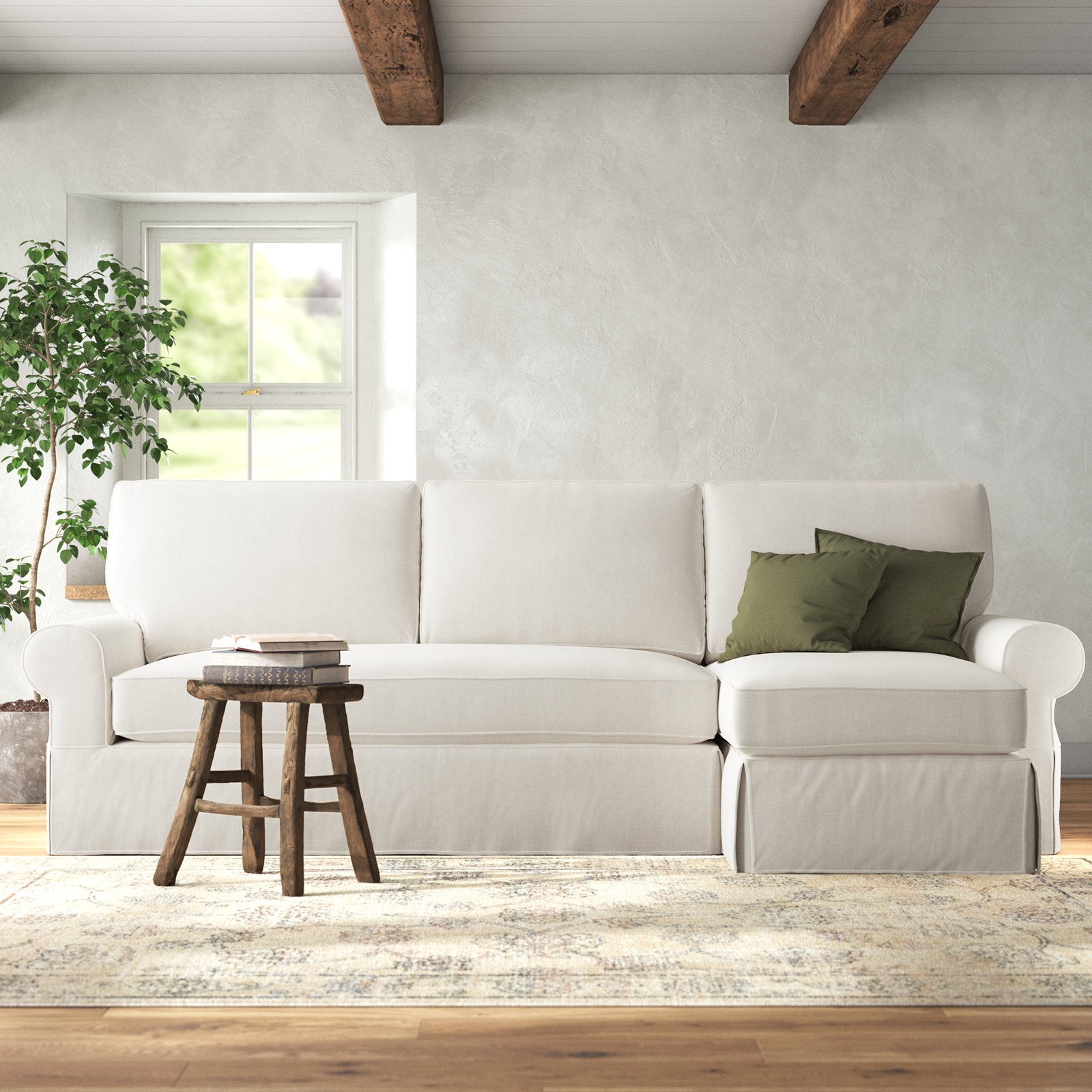 Porter Chaise Sectional, Bayou Off White Canvas, Right Hand Facing