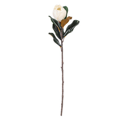 28" Artificial White Magnolia Flower Leaves Spray 2/Bag.