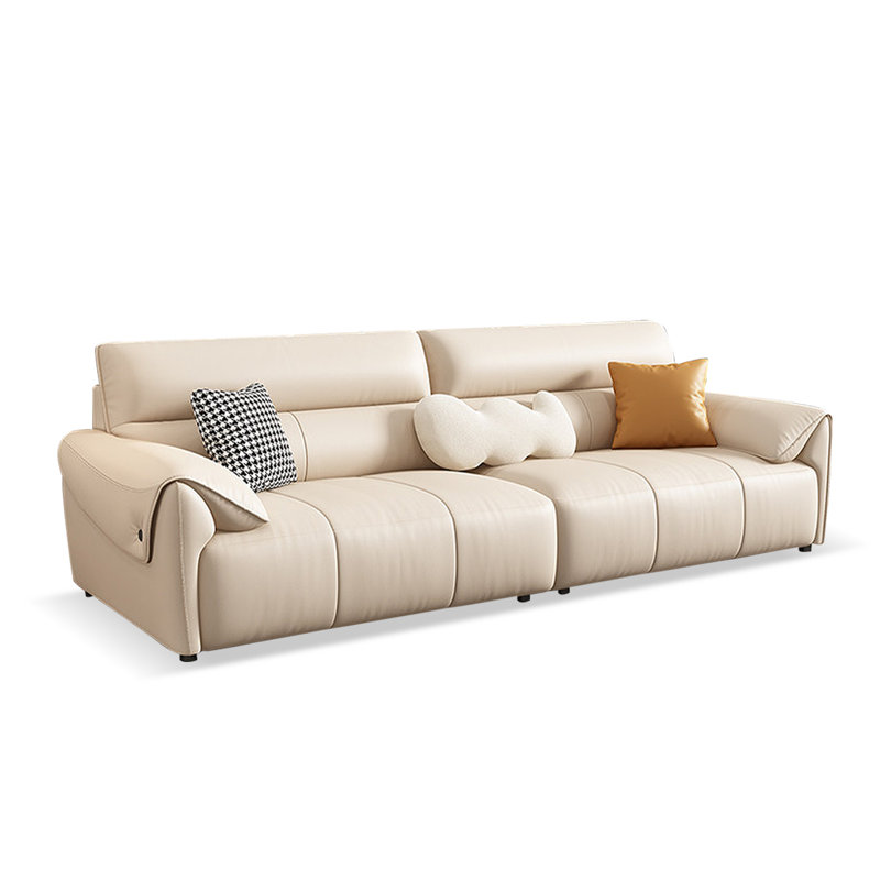 Causeuse-coussin modulaire en cuir véritable blanc crème