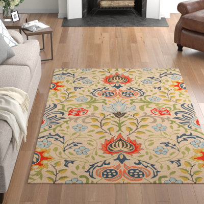 Tapis beige en laine touffeté à la main Annechien