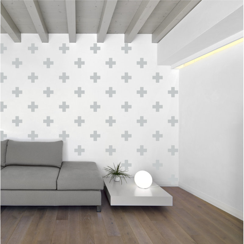 Décalcomanie murale à motifs croisés suisses, Gris clair, H 3 po x l 3 po x P 0,01 po