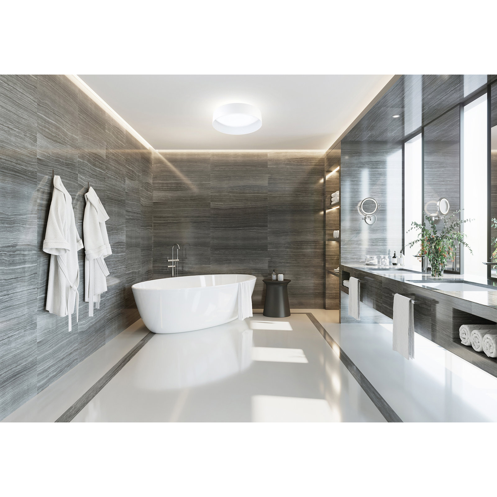 Nasser Single Light Flush Mount, White