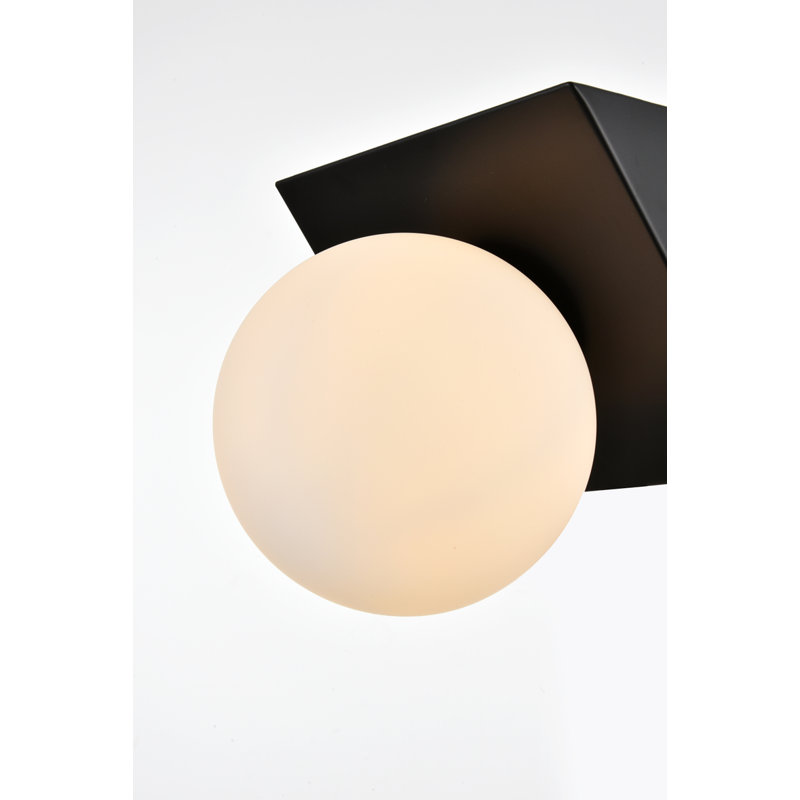 Darrik Flush Mounted Sconce, Black, 8" H x 14" W x 14" D, 2 Lights
