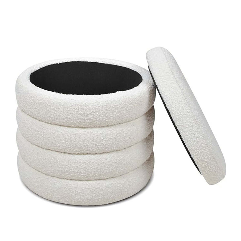 Repose-pieds rembourré avec rangement Neroli, Tweed Merino Pearl Performance