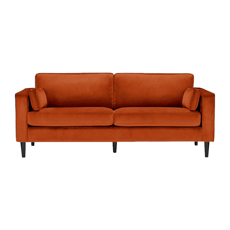Millerville 3 Seater Velvet Sofa, Rust, 93"H x 193"W x 93"D
